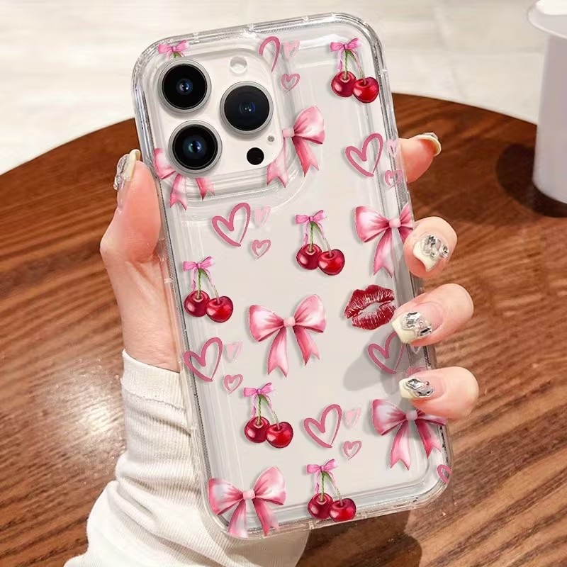 Red Bow Cherry Silicone Clear  - đánh giá và giá Samsung Galaxy A55