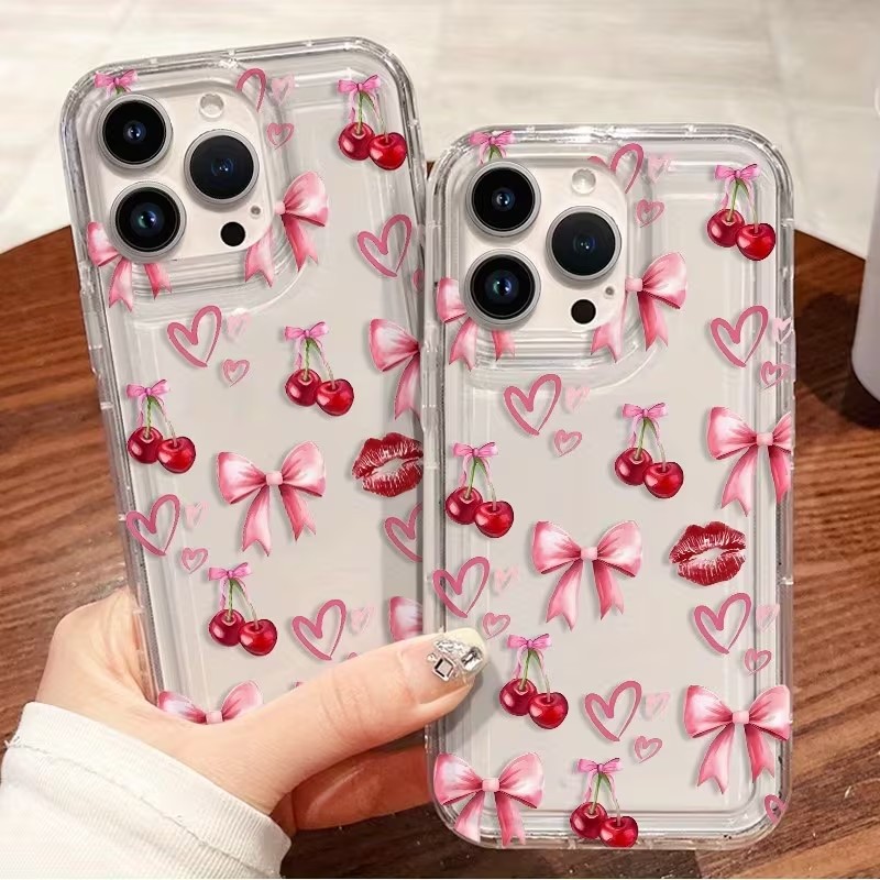 Red Bow Cherry Silicone Clear  - đánh giá và giá Samsung Galaxy A55