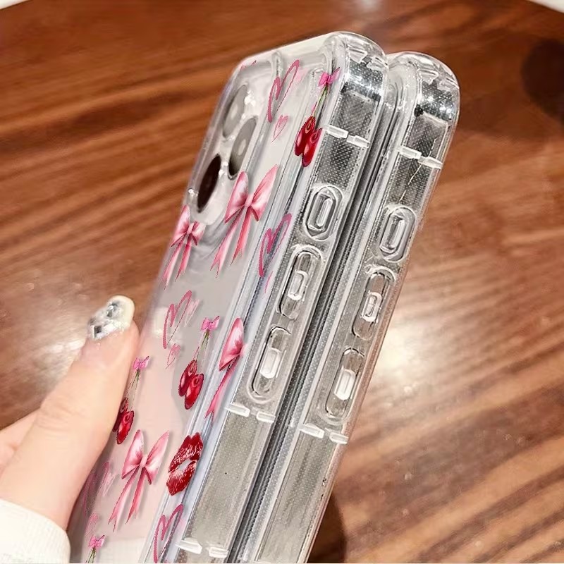 Red Bow Cherry Silicone Clear  - đánh giá và giá Samsung Galaxy A55