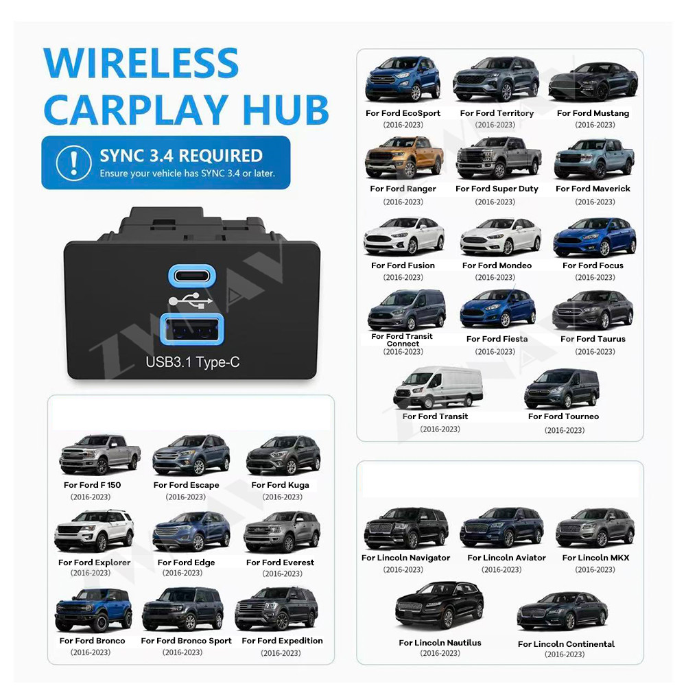 Wireless CarPlay Android Auto  - đánh giá và giá Usb Hub Type C